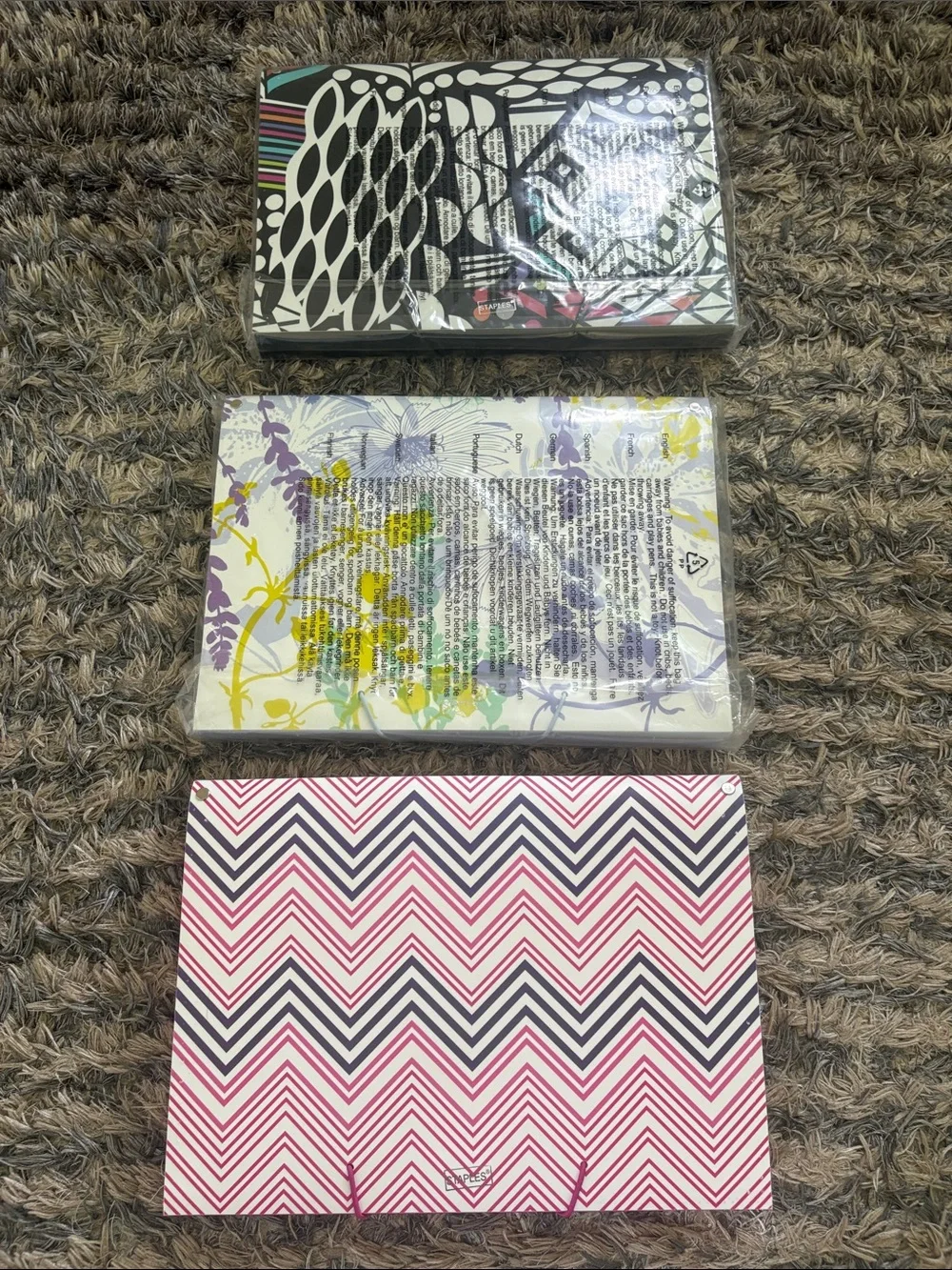 Pink, Lavender and Black Expanding File & Folder Set of 3, with Free Gifts